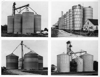 Grain Elevators, Bins, 1978-82, 12.5 x 16 inch 8 Gelatin Silver Prints, Initialed &#039;BHB&#039; and numbered &#039;20&#039; and numbered sequentially by photographers in pencil, the first inscribed with a sequence map, on the reverse. Each ferrotyped and mounted. Printed in 1985, Becher Typologies, p. 85