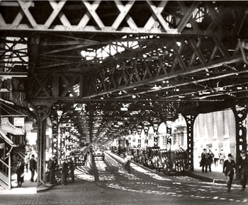 Under the El at the Battery, New York, 1936, 16 x 20 inch Gelatin Silver Print, Signed on mount on recto, stamped on verso