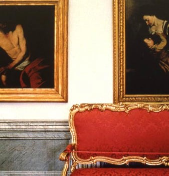 Doug Hall, Red Couch with Caravaggio, Galleria Corsini, Rome, 1997, 37 x 37 inch Chromogenic Print, Signed, titled and dated on verso, Edition of 6