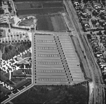 Ed Ruscha, Parking lots # 27 Piece College, Woodland Hills, 1967, 15 x 15 inch Gelatin Silver Print, Edition 10/35, Printed 1999