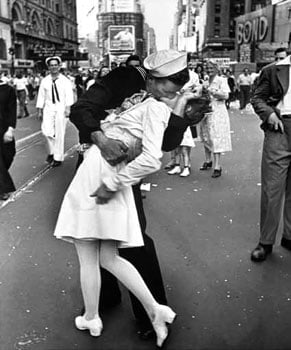 Alfred Eisenstadt, V-J Day, Times Square, 1945, 14 x 11 inch Gelatin Silver Print, Printed in the 1970s, Signed on recto