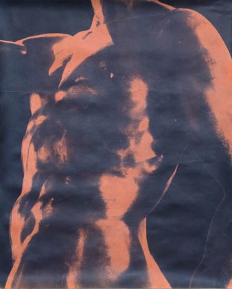 David Alekhuogie,&nbsp;Cyanotype (orange),&nbsp;2021. Cyanotype, 39 1/2 x 31 3/4 inches.