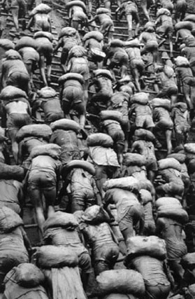 Sebasti&atilde;o Salgado,&nbsp;Backs, Serra Pelada, Brasil, from the series Workers, 1986. Gelatin silver print, 24&nbsp;x 20&nbsp;inches.