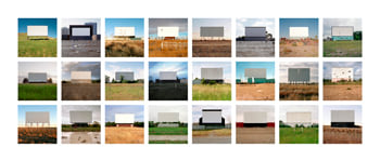 Jeff Brouws, &quot;Abandoned Drive-In Theaters Portfolio,&quot; 1990-2002, Group of 24 archival pigment prints, Image size 5 x 5 inches each, Sheet size 7 x 7 inches each, Edition of 9