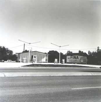 Ed Ruscha, Fina, Groom, Texas, from Five Views from the Panhandle, 1962/2007, Suite of 5 7.5 x 7.5 inch Gelatin silver prints, Signed and editioned on the colophon page in linen clamshell case with silver embossing (sold only as full suite of 5)