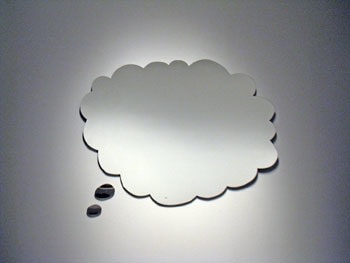 Thinking of You, Too, 2008, 27 x 37 &frac12; inch mirrored Plexiglas, 