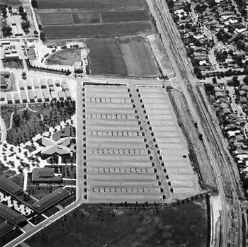 Ed Ruscha, &quot;Pierce College, Woodland Hills,&quot; 1967/1999, from the &quot;Parking Lots&quot; portfolio, Gelatin Silver print, Image size 15 x 15 inches, Sheet size 20 x 16 inches, Edition of 35