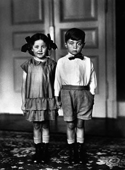 August Sander, Twins, 1925, image 10.25 x 7.25 inches/mount 17.25 x 13.25 inches, Gelatin Silver Print, Signed on verso by Gerd Sander, estate stamp also on verso, Edition 6/12, Illustrated: August Sander - Citizens of the Twentieth Century, pg. 172