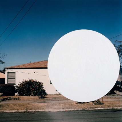 John Baldessari, National City (W), 1996/2009. 1 from a series of 8 color photographs with acrylic paint, 19.125 x 18.75 inches, edition 10 of 12.