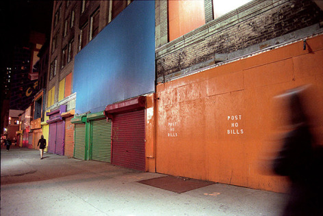 Post No Bills (West 42nd Street), 1999, Chromogenic Print, available in: 20 x 24 inches, edition of 15; 30 x 40 inches, edition 15; and 40 x 50 inches, edition of 5.