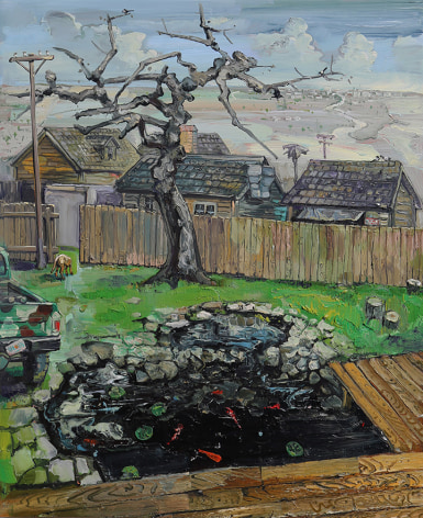 Amer Kobaslija, Riverscape with Koi Pond, 2018