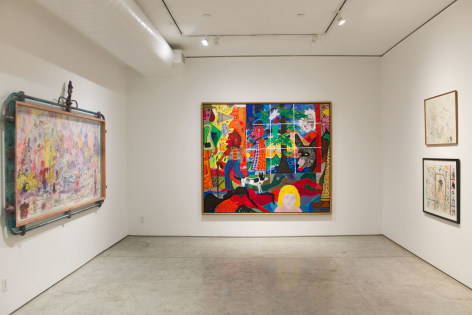 Installation view, Roy De Forest, George Adams Gallery, New York, 2017.