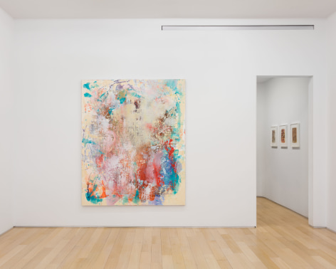 installation view of Jackie Saccoccio paintings and works on paper