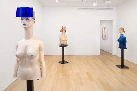 installation view of figurative sculptures