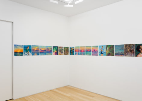 Installation view of gouache and pastel drawings by TM Davy