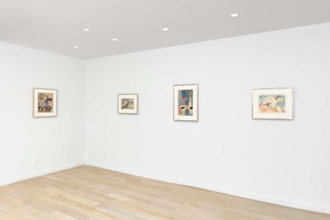 installation view with framed works