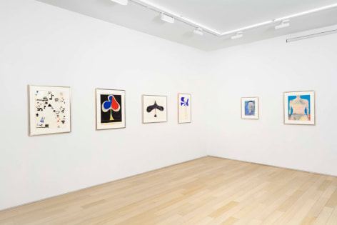 installation view with framed works