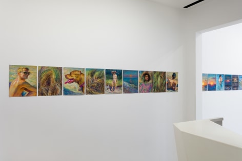 Installation view of gouache and pastel drawings by TM Davy