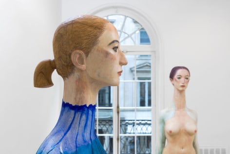 installation view of figurative sculptures