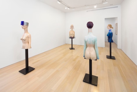 installation view of figurative sculptures