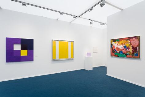 installation view of various abstract paintings at Frieze Masters London