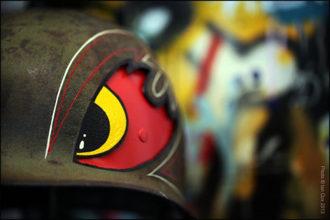Enamel on M1 helmet | &quot;Bird Brain&quot; 2013