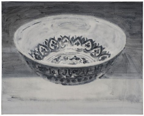 SHI ZHIYING 石至莹&nbsp;Blue and White Porcelain Bowl with Arabic Inscription 青花阿拉伯纹碗, 2013 Oil on canvas 16 3/16 x 20 1/8 in. (42 x 52 cm)