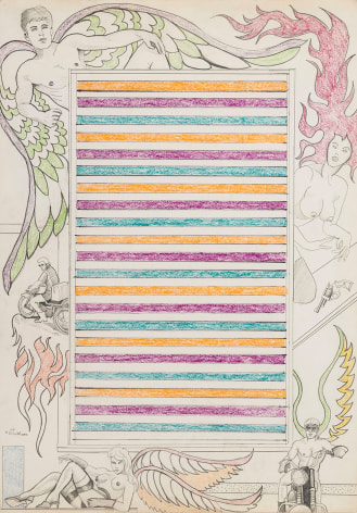 , Untitled [Striped center],&nbsp;1964. &nbsp;Pencil and crayon on paper. &nbsp;30 x 21 in.