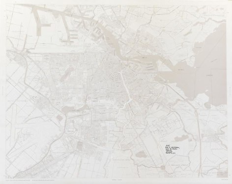 SOL LEWITT R647: Map of Amsterdam with the area between the Dam, Art and Project, Utrechtse-Brug, Zeeburgerstraat and Achtergracht removed