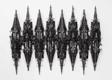 , Corporate-(Erected),&nbsp;2016,&nbsp;Genuine and artificial leather, BDSM,&nbsp;accessories, foam, metal, wood,&nbsp;98 3/8 x 110 3/16 x 13 3/4 in.