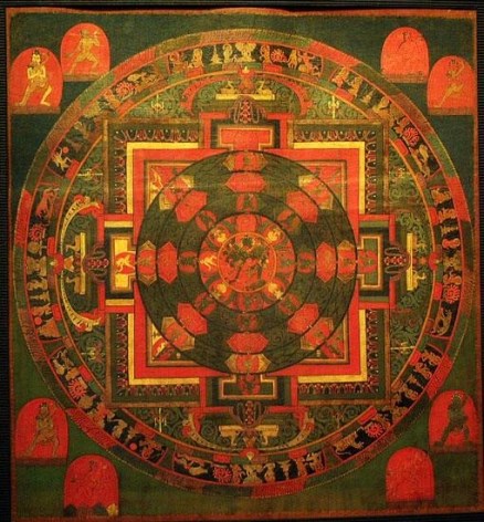 Mandala of Chakrasamvara Paramasukha, Tibet, Late 16th Century, mineral colors on sized fabric, attributed to the Sakya Order