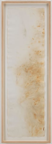 , JOHN CAGE River Rocks and Smoke, 4/13/90, #19, 1990&nbsp;Watercolor on Arches cold press paper prepared with fire and smoke&nbsp;52.5 x 15 inches (133.3 x 38.1 cm)&nbsp;Courtesy of Margarete Roeder Gallery and the John Cage Trust&nbsp;