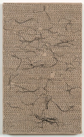, HELENE APPEL Black Thread Stitches, 2013 Acrylic on linen 14 9/16 x 9 in. (37 x 22.9 cm)