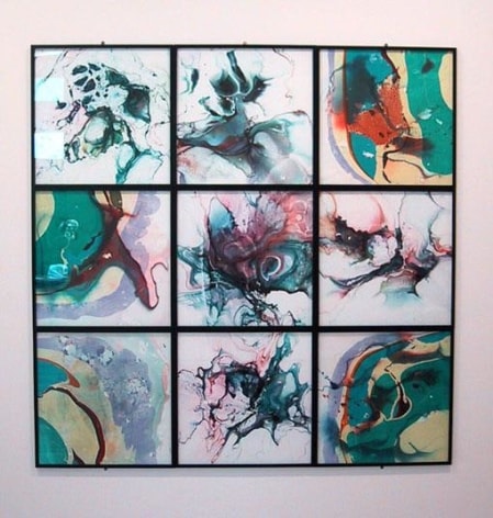 9 Piece Mimoid, 2001, 9 framed works pigment on paper, 82 1/2 x 82 1/2 inches