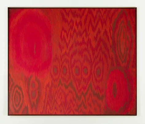 , LEE MULLICAN,&nbsp;Threaded Red,&nbsp;1962, Oil on canvas, 50 x 60 in.