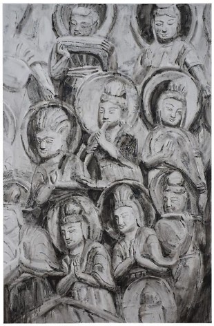 SHI ZHIYING 石至莹&nbsp;Goddesses of Music 伎乐天众, 2013 Oil on canvas 59 x 39 1/8 in. (150 x 100 cm)