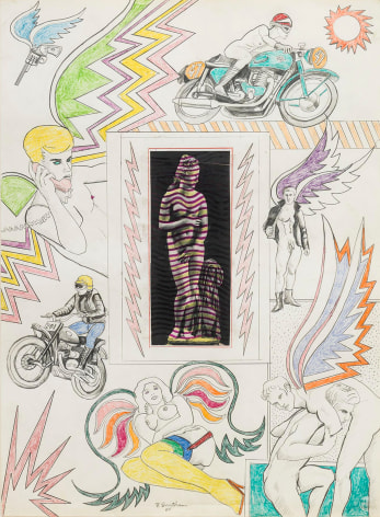 , Untitled [Venus with lightning bolts],&nbsp;1964. Pencil and crayon with collage on paper. &nbsp;30 x 22 in.