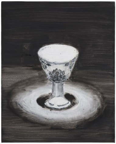 SHI ZHIYING 石至莹&nbsp;Stem Cup with Lotus Medallions 斗彩团莲纹高足杯, 2013 Oil on canvas 20 1/8 x 16 3/16 in. (52 x 42 cm)