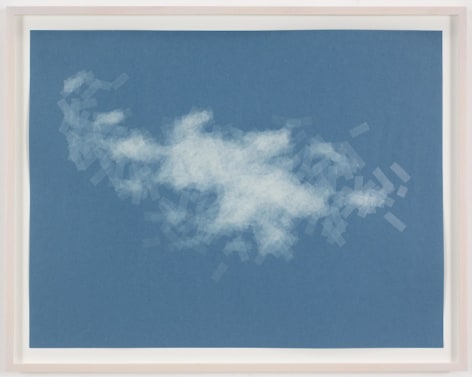 , SPENCER FINCH, Cloud (cumulus fractus, Paris), 2014, Scotch tape on paper, 19 3/4 x 25 1/2 in. (sheet), 21 5/8 x 27 1/2 in. (framed)