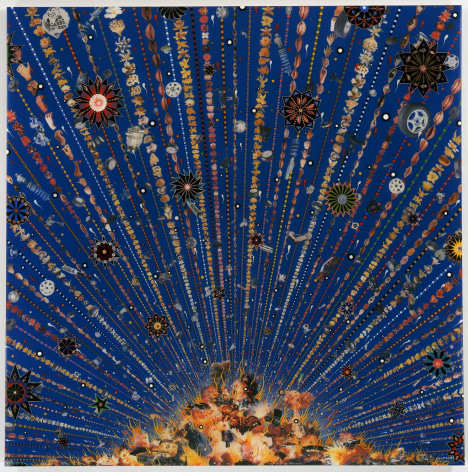 , FRED TOMASELLI&nbsp;Car Bomb,&nbsp;2008&nbsp;Photocollage, acrylic, resin on wood panel&nbsp;60 x 60 in. (152.4 x 152.4 cm)