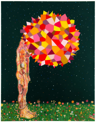 , FRED TOMASELLI&nbsp;Head&nbsp;2013&nbsp;Mixed media and resin on wood panel&nbsp;90 x 66 in. (228.6 x 167.6 cm)