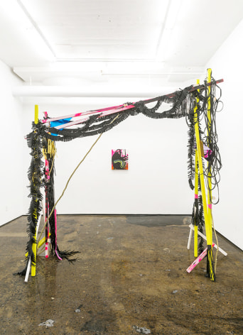 JENNIFER LEFORT | WHAT IF STRUCTURE&nbsp;| WOOD,&nbsp;AEROSOL PAINT, ACRYLIC, VINYL, POLYESTER, METALLIC FRINGE, HOCKEY TAPE AND PLEXIGLAS&nbsp;| VARIABLE DIMENSIONS&nbsp;| 2016