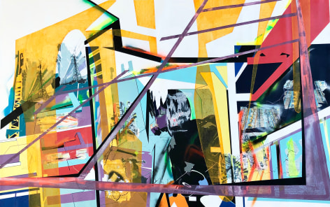 EMILIE DUVAL | NEW EXISTENCES | ACRYLIQUE, ENCRE, MARQUEUR ET PEINTURE AÉROSOL SUR TOILE | 48 X 72 POUCES | 2019
