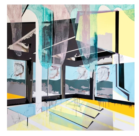 EMILIE DUVAL | SPLENDOR OF ILLUSION | ACRYLIQUE, ENCRE, MARQUEUR ET PEINTURE AÉROSOL SUR TOILE | 78 X 78 POUCES | 2019