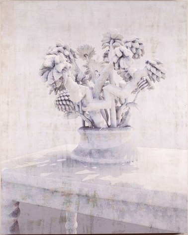 CLAUDIA HART | THE RUINS SERIES,CLAUDIA HART, THE STILL LIFE OF HENRI FAINTIN LATOUR | ACRYLIC GOUACHE, PIGMENT IN RESIN, SANDED PAINTING OF THE SAME, ASH PANEL, PINE FRAME | 24 X 30 X 2.5 INCHES | 2023