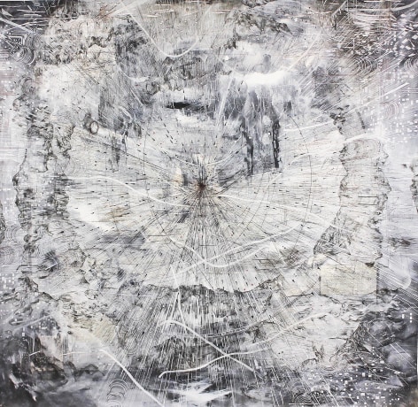 AMY SCHISSEL | AS THE CROW FLIES | ACRYLIC, GRAPHITE, CHARCOAL AND INK ON PAPER | 98 X 98 INCHES | 2020