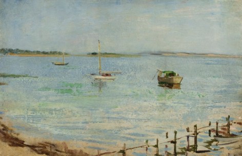 Henry Prellwitz, Boats in the Bay with Pier