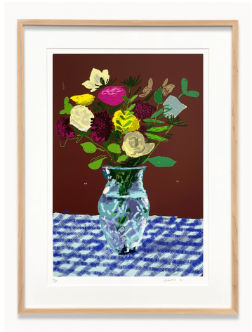 David Hockney, Flowers, Glass Vase on a Table&nbsp;, 2021