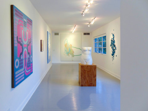 Lily Stockman, Andrew Brischler, Florence Derive, Michael Manning,&nbsp;Amy Bessone, and Rob Wynne&nbsp;on view during Judith Eisler Gloria&nbsp;(from Left to Right)