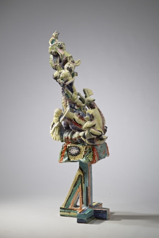 Viola Frey, Untitled (Bricolage with Head on Pedestal and Bunny), 19821987